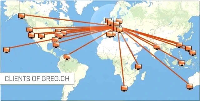 World map of client reach